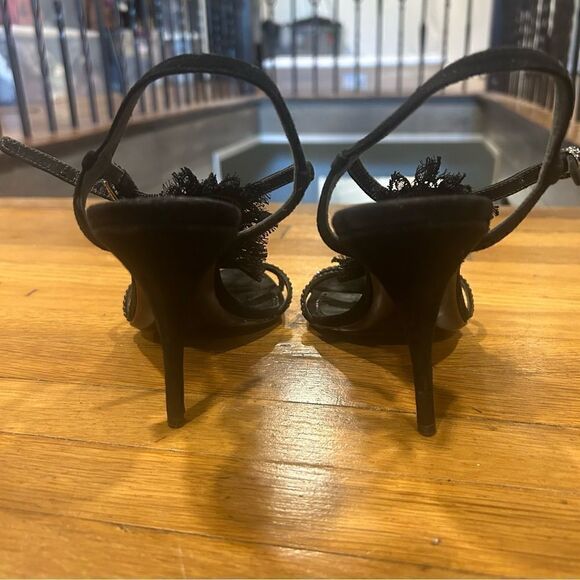 Givenchy Suede Leather Lace Stiletto Sandals Pump with Rhinestones - Picture 8 of 10